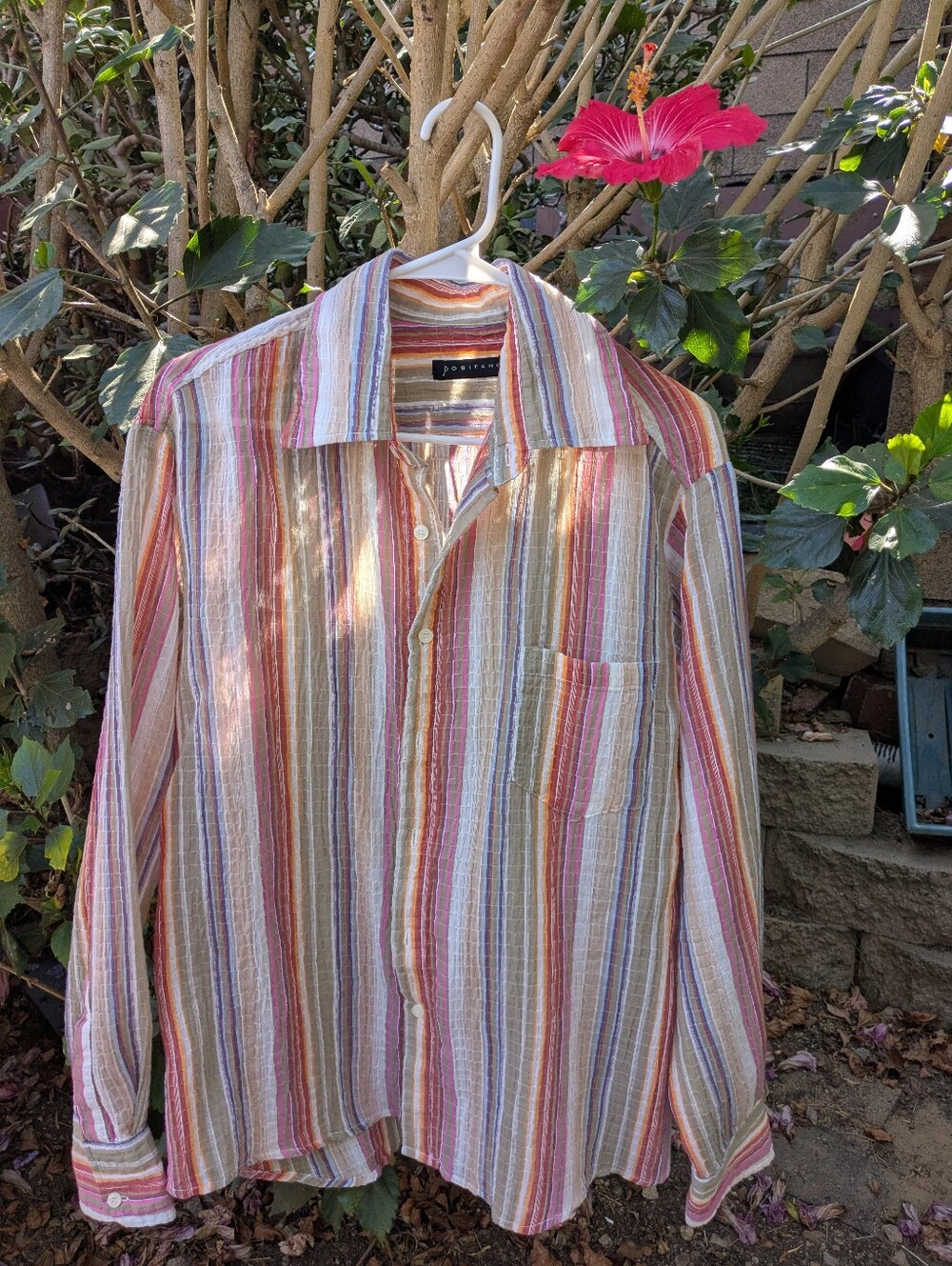 Men's (Unisex) Positano Large Multicolor Striped Shirt, Large